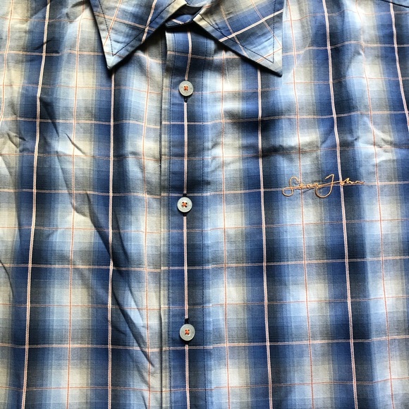 Sean John collared button down in blue and white. Size L - Picture 3 of 6